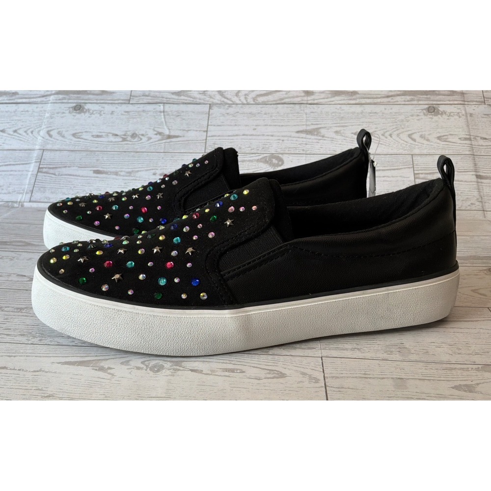 Art Class Girls Size 5 Black Rhinestone Star Slip On Sneakers Sparkle Shoes